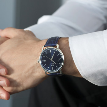 Montre MATY homme bracelet cuir bleu