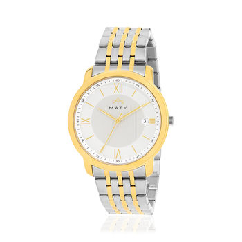 Montre MATY homme, bracelet acier inoxydable bicolore