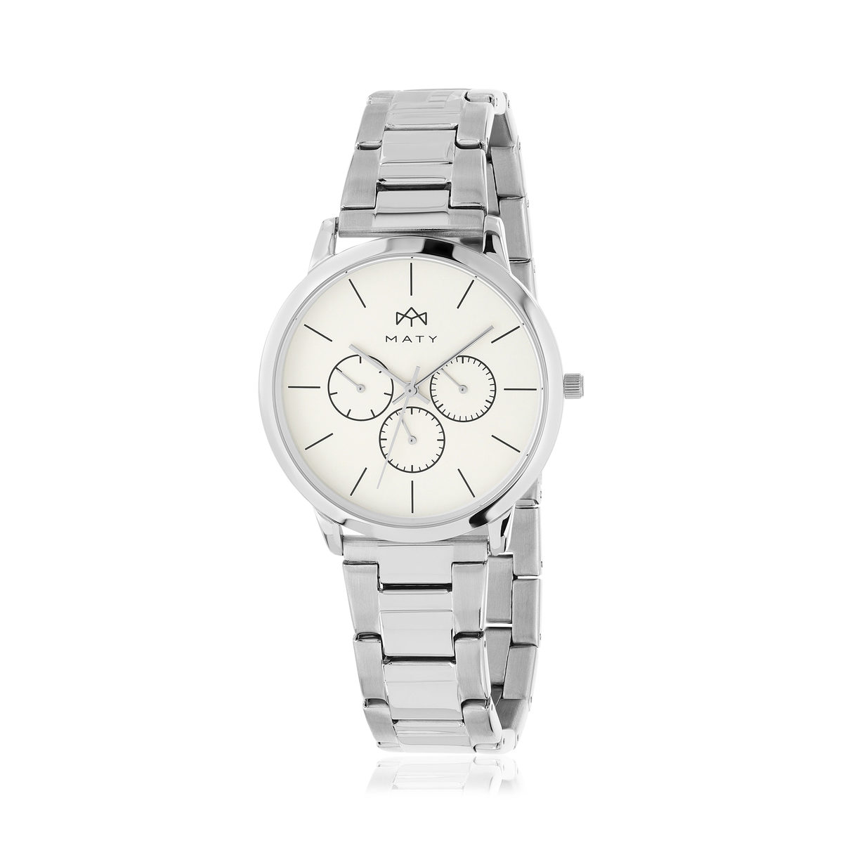 Montre MATY homme chronographe, bracelet acier inoxydable argent