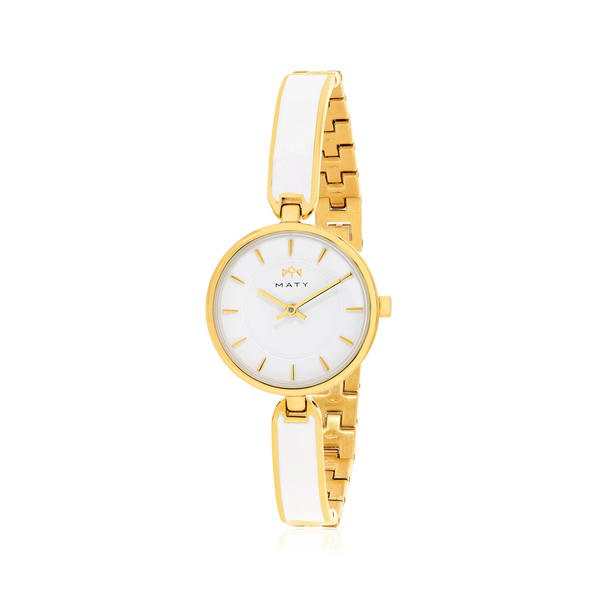 Montre MATY femme, bracelet acier inoxydable bicolore