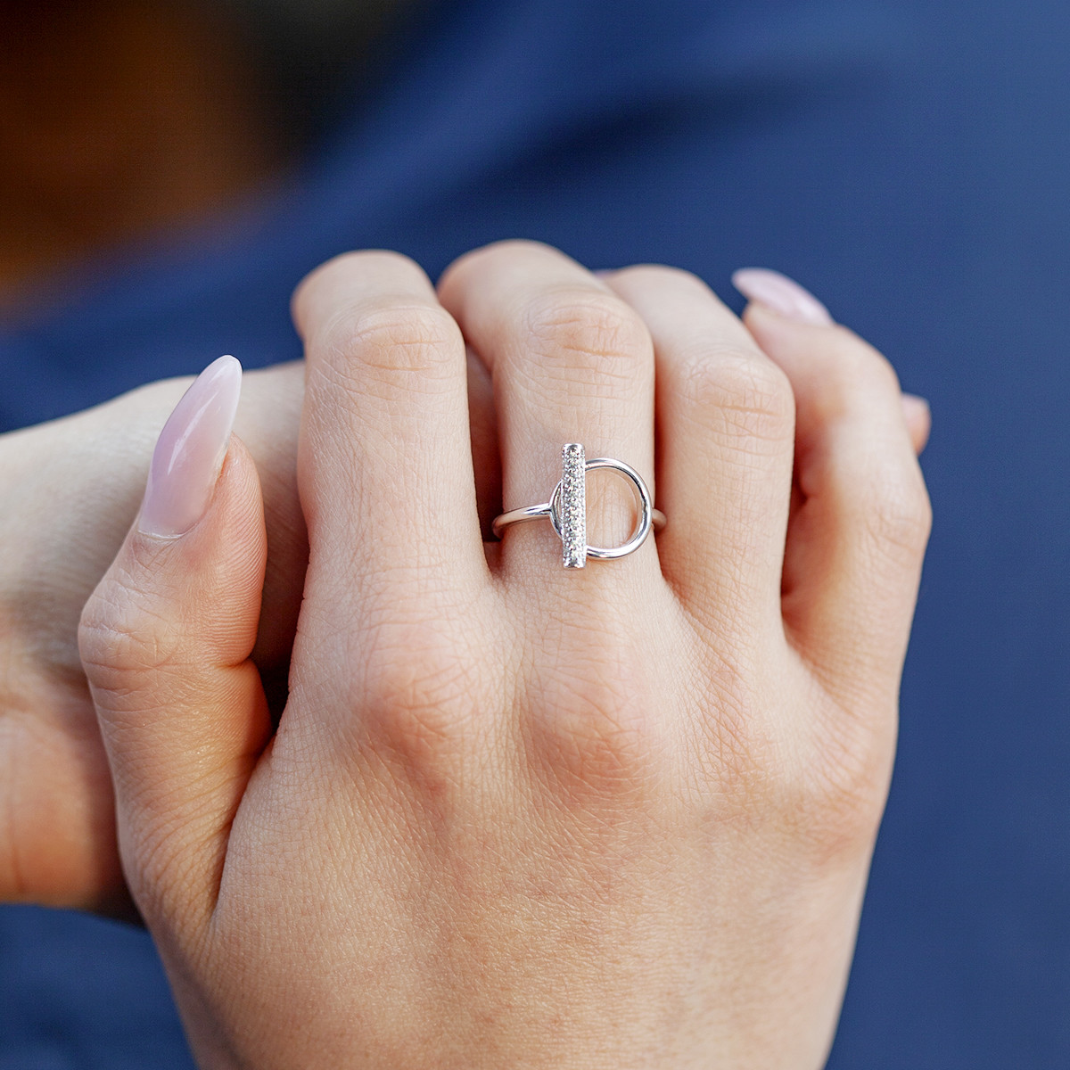 Bague argent 925 zirconias - vue porté 1