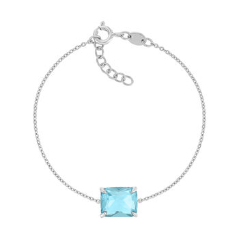 Bracelet argent 925 zirconia bleu 18cm