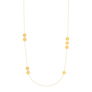 Honingraat motief halsketting in 375 geel goud 60cm