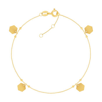 Bracelet or 375 jaune motif nids d'abeilles 19cm