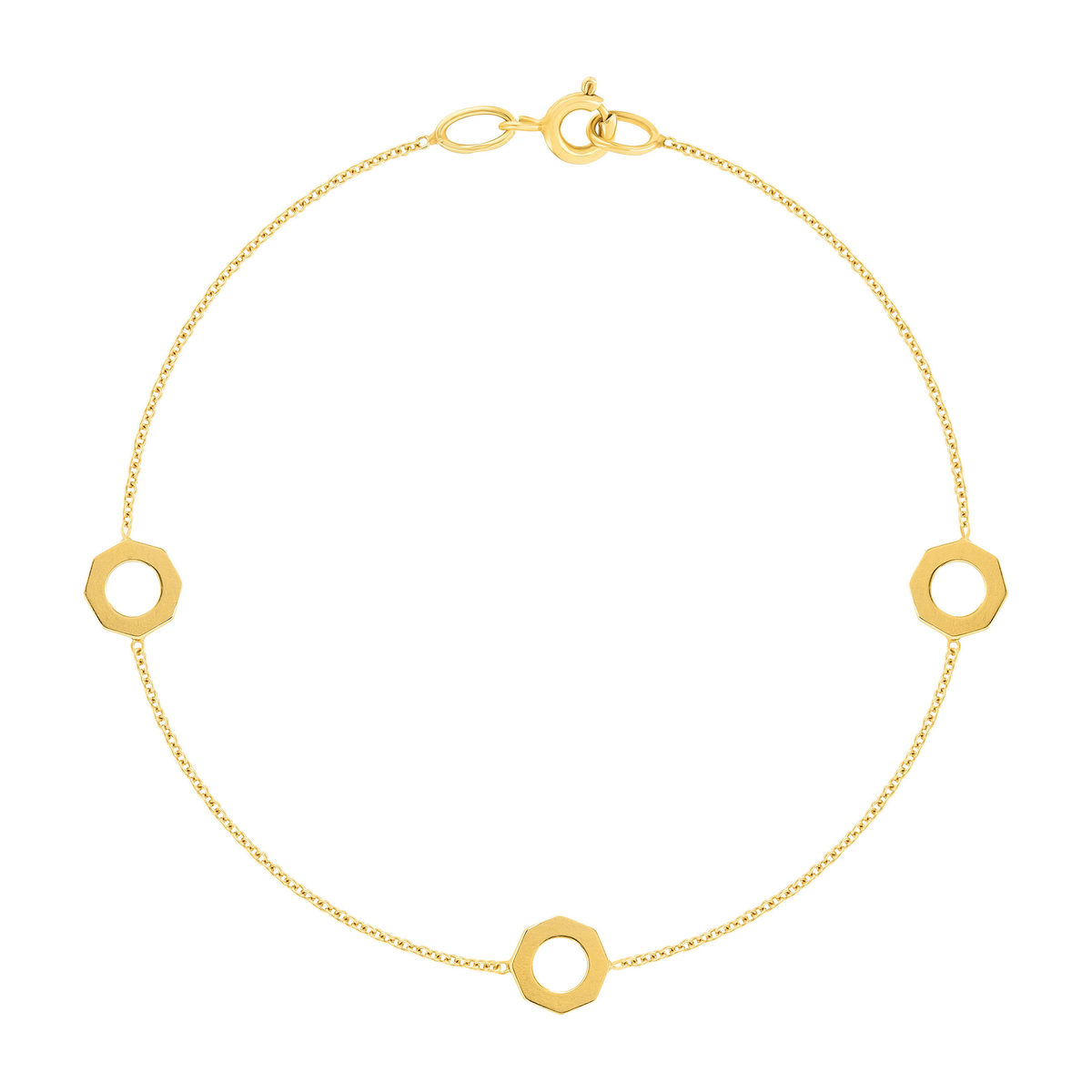 Bracelet or 375 jaune motif nids d'abeilles 18cm