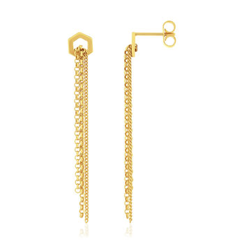 Druppel oorbellen in 375 geelgoud met honingraatmotief