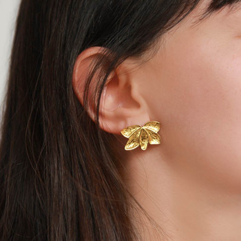 Boucles d'oreilles acier jaune motif fleurs