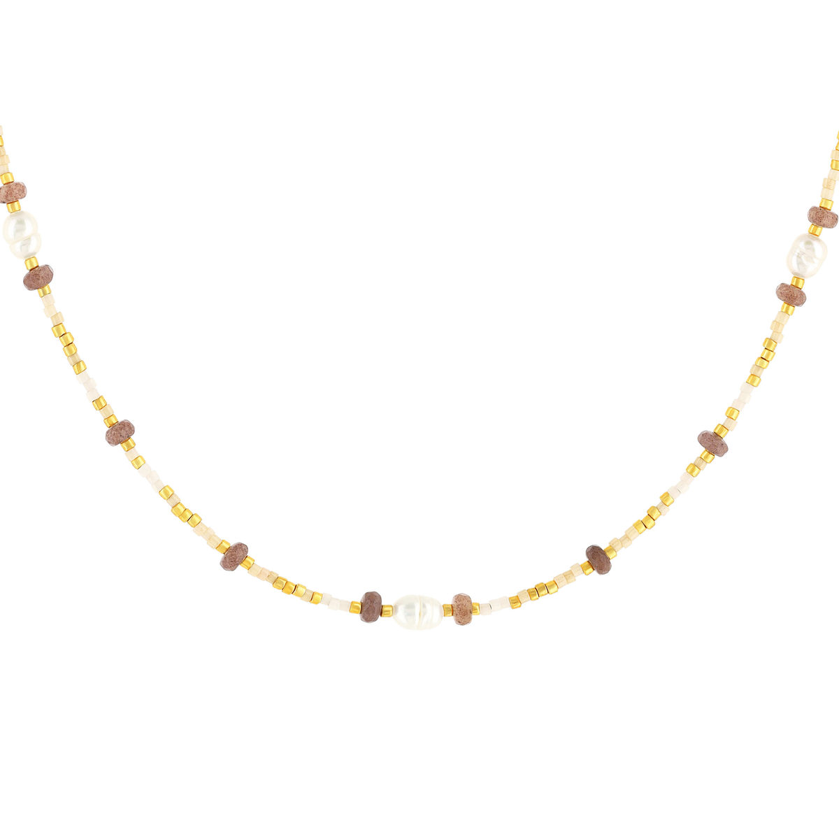 Collier acier jaune pierres naturelles et perles de culture de Chine 45,5cm