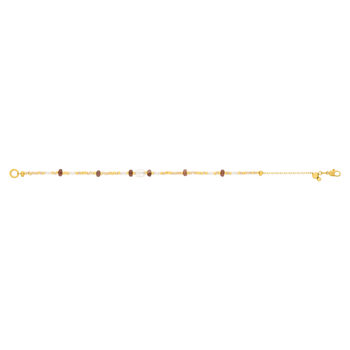 Bracelet acier jaune pierres naturelles et perle de culture de Chine 19cm