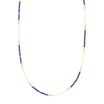 Collier acier jaune lapis lazulis 45cm