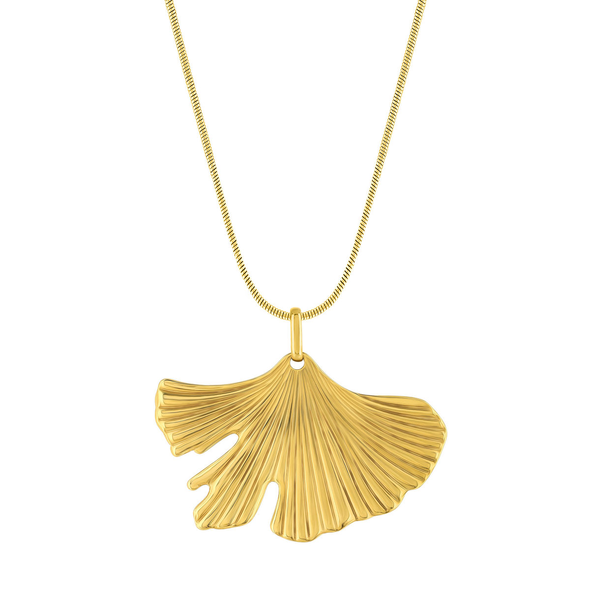 Collier acier jaune motif fleur 55cm