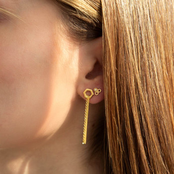 Boucles d'oreilles or 375 jaune zirconias motifs nids d'abeilles