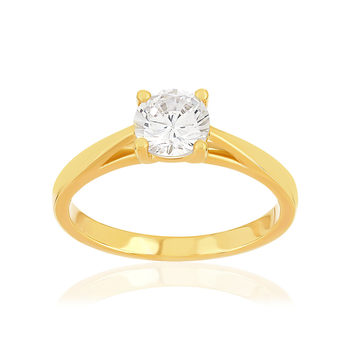 Bague plaqué or jaune zirconias serti 4 griffes