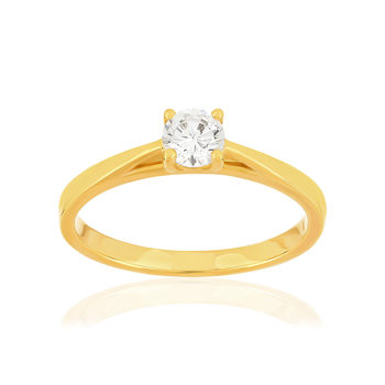 Bague plaqué or jaune zirconias serti 4 griffes