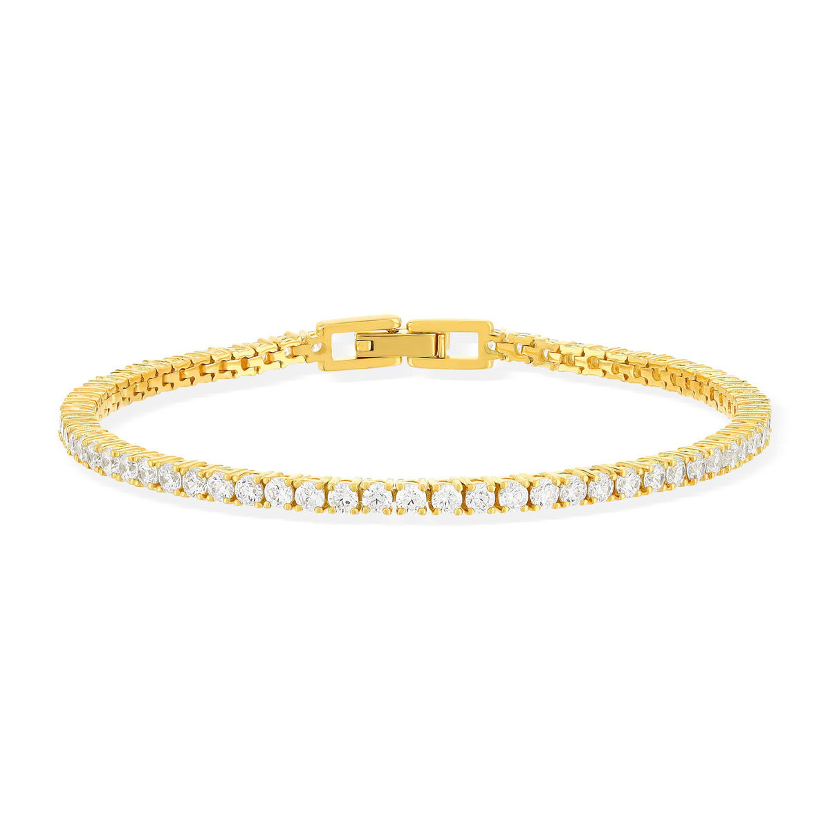 Bracelet tennis plaqué or jaune serti 4 griffes 19,5cm