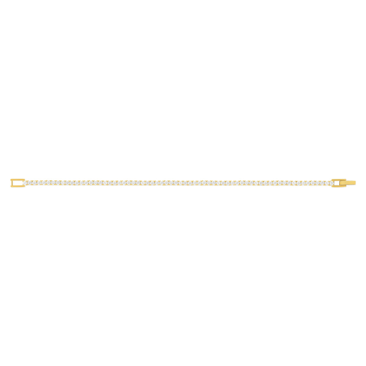 Bracelet tennis plaqué or jaune serti 4 griffes 19,5cm - vue 2