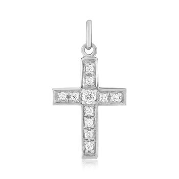 Pendentif croix argent 925 et zirconias