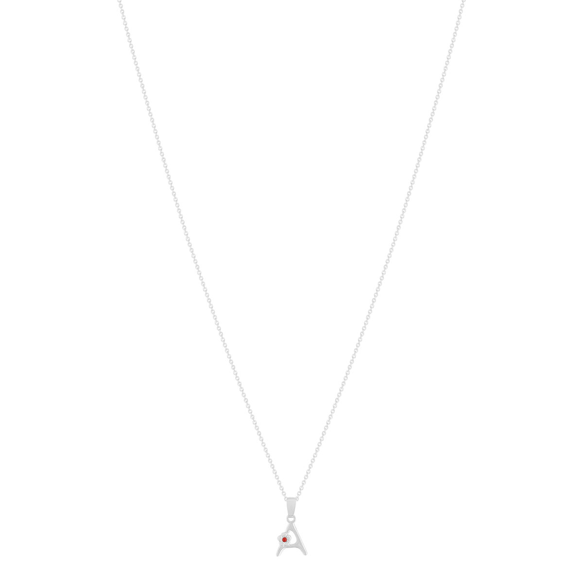 Collier argent 925 émail maille jaseron initiale fleur 38 cm - vue 2