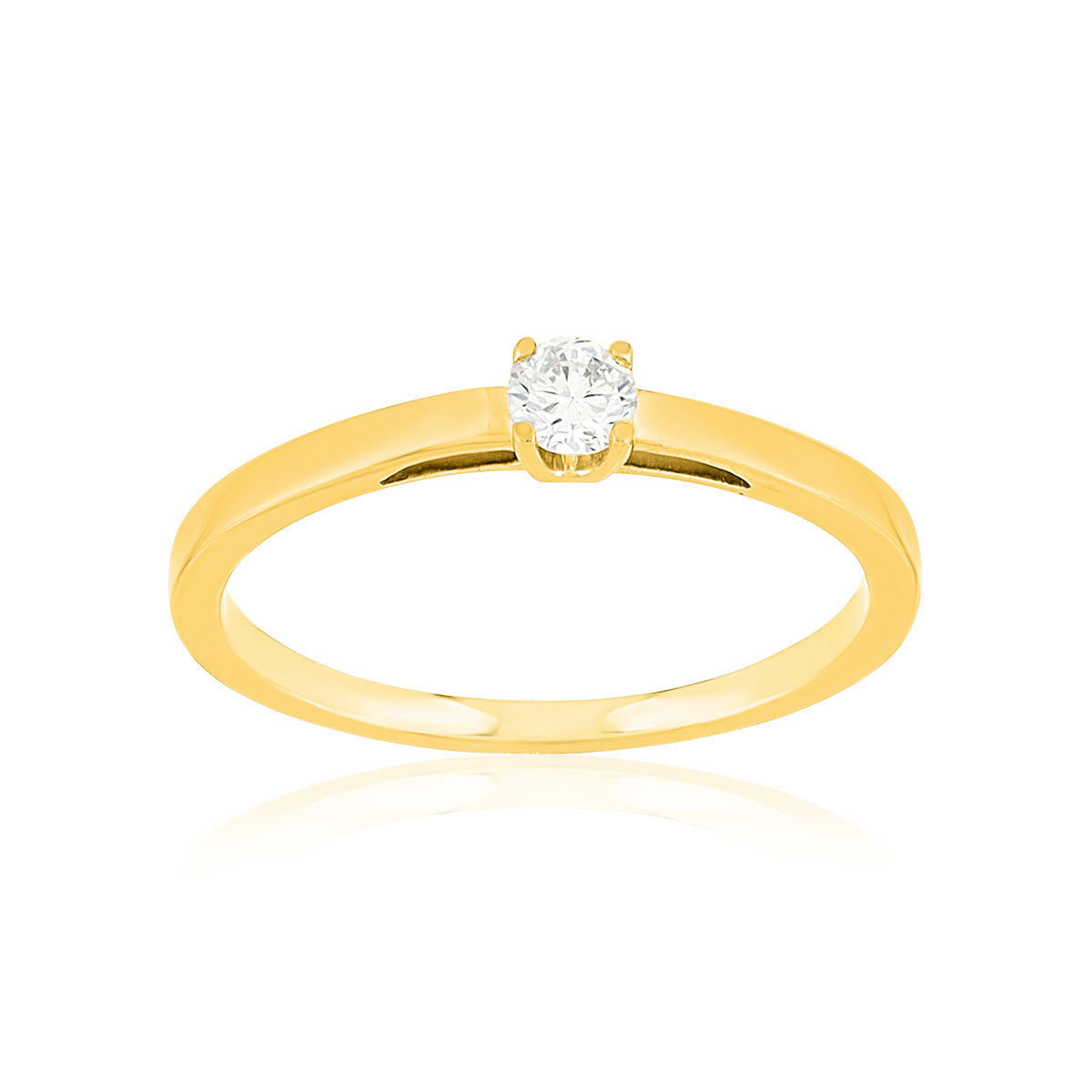 Solitaire or 750 jaune diamant HP1 0.1 carat