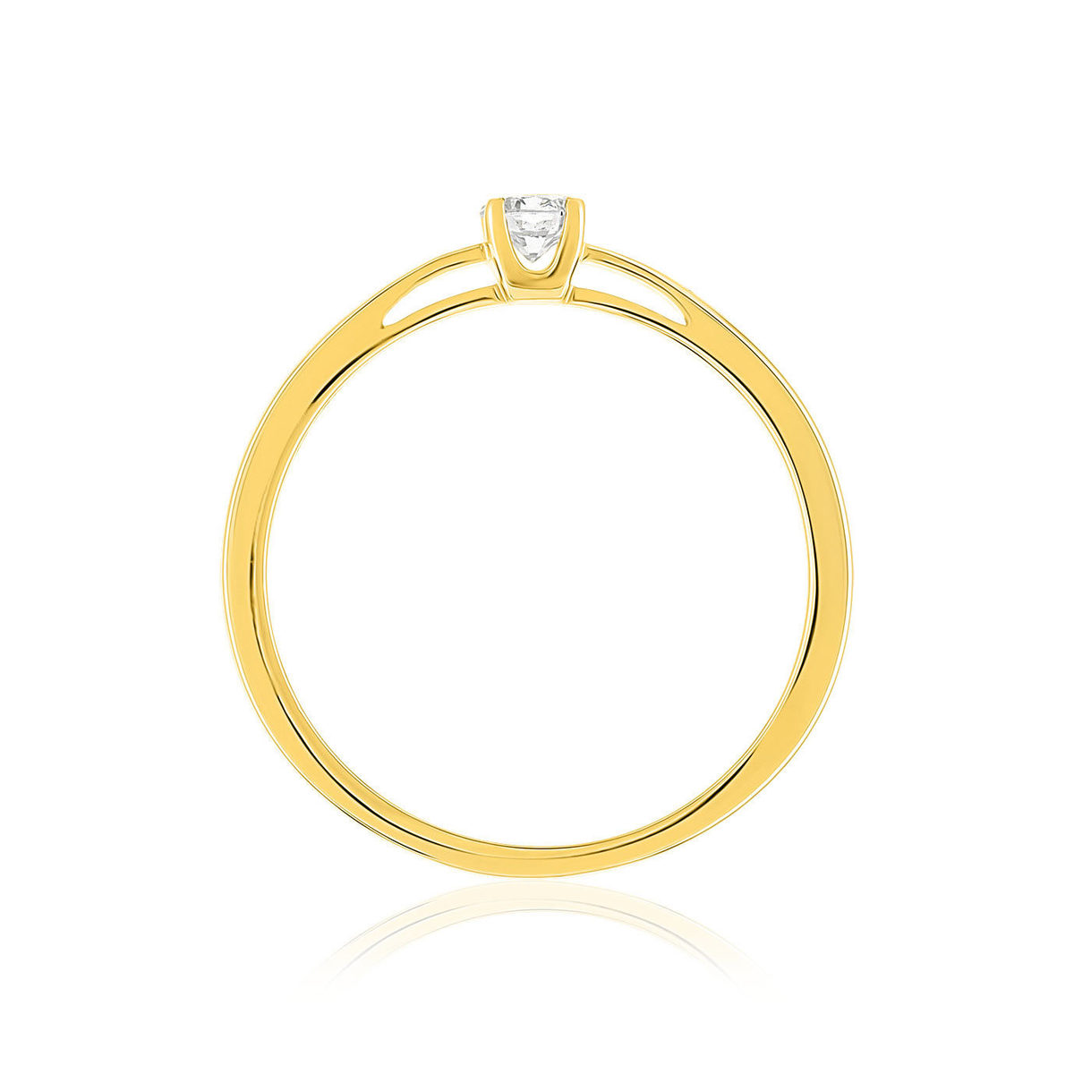 Solitaire or 750 jaune diamant HP1 0.1 carat - vue 2