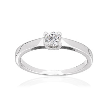 Solitaire or 750 blanc diamant HP1 0.25 carat