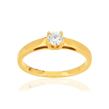 Solitaire or 750 jaune diamant HP1 0.25 carat