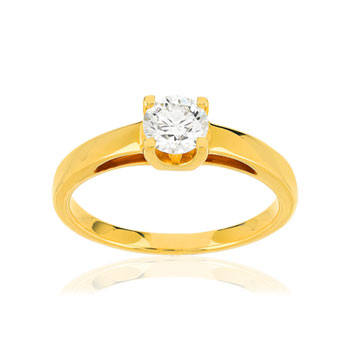 Solitaire or 750 jaune diamant HP1 0.5 carat