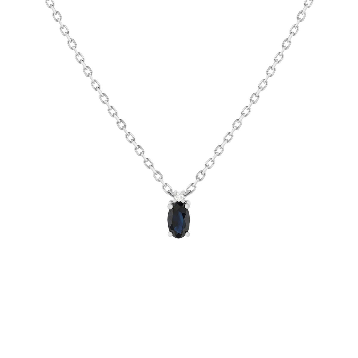 Collier argent 925 saphir 0.33 carat et zirconias 42cm