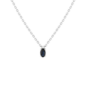 Collier argent 925 saphir 0.33 carat et zirconias 42cm