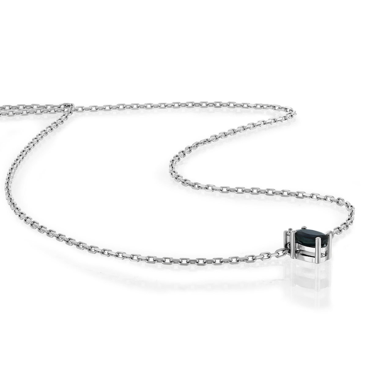 Collier argent 925 saphir 0.33 carat et zirconias 42cm - vue A