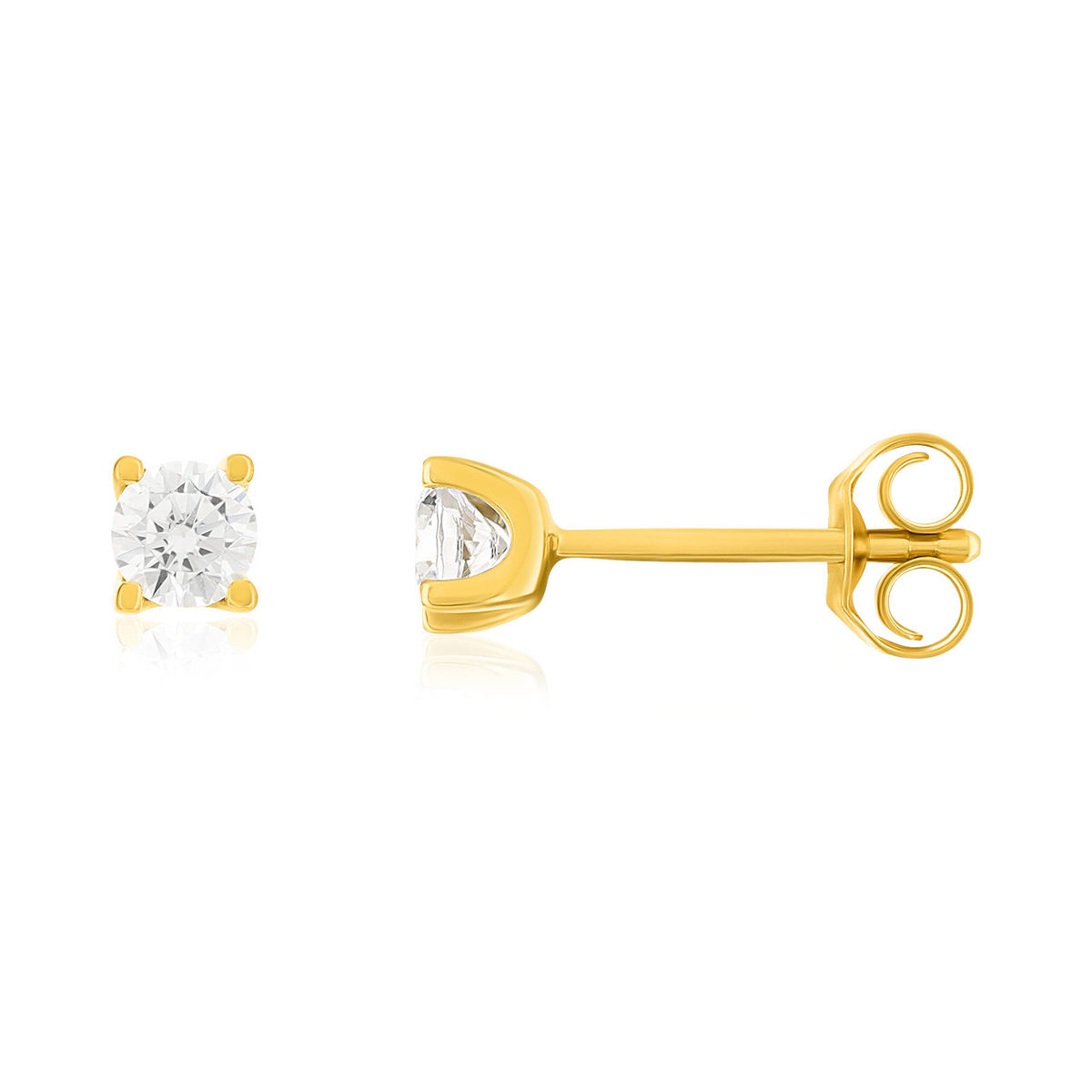 Boucles d'oreilles or 750 jaune diamant HP1 0,4 carat