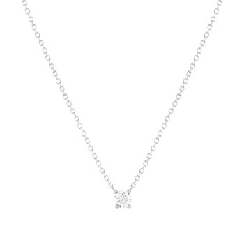 Collier solitaire or 750 blanc diamant HP1 0.2 carat 42cm
