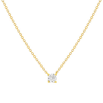 Collier solitaire or 750 jaune diamant HP1 0.25 carat 42cm
