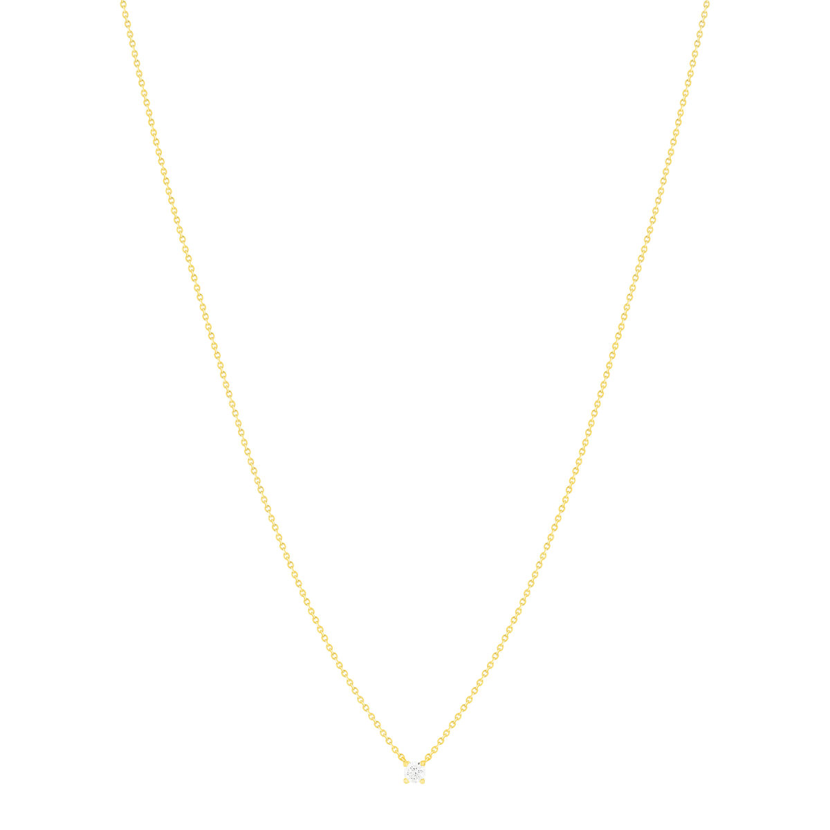 Collier solitaire or 750 jaune diamant HP1 0.3 carat 42cm