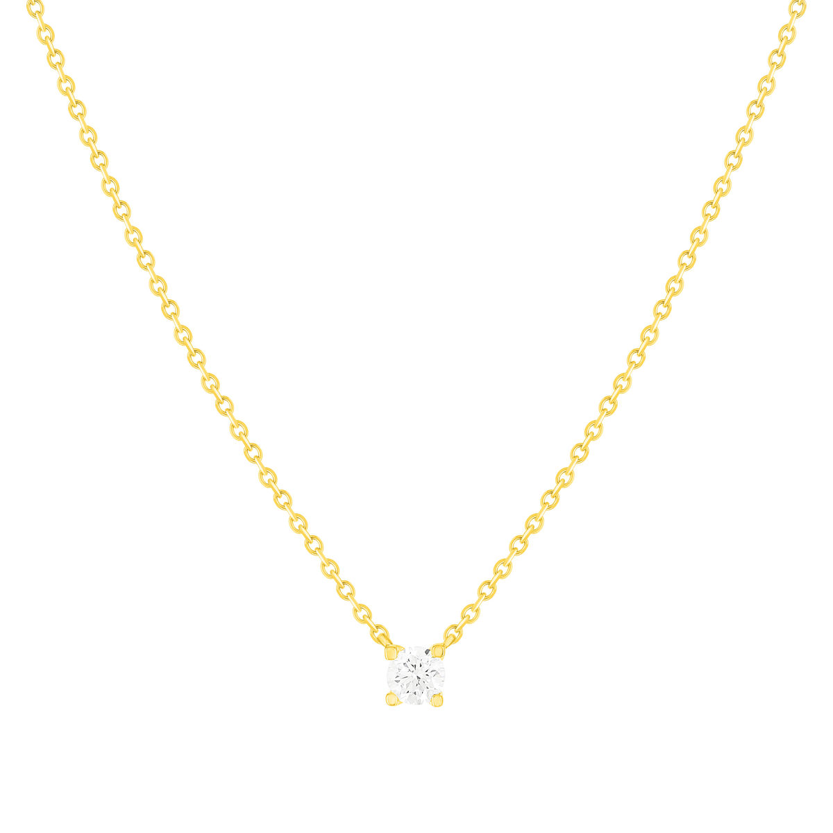Collier solitaire or 750 jaune diamant HP1 0.3 carat 42cm - vue 4
