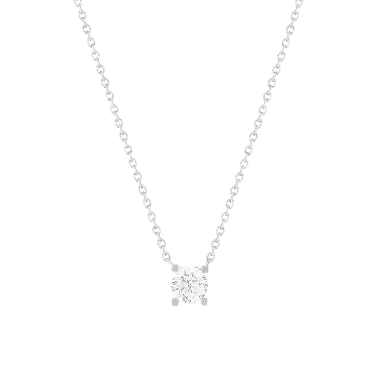 Collier solitaire or 750 blanc diamant HP1 0.4 carat 42cm