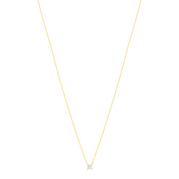 Collier solitaire or 750 jaune diamant HP1 0.4 carat 42cm