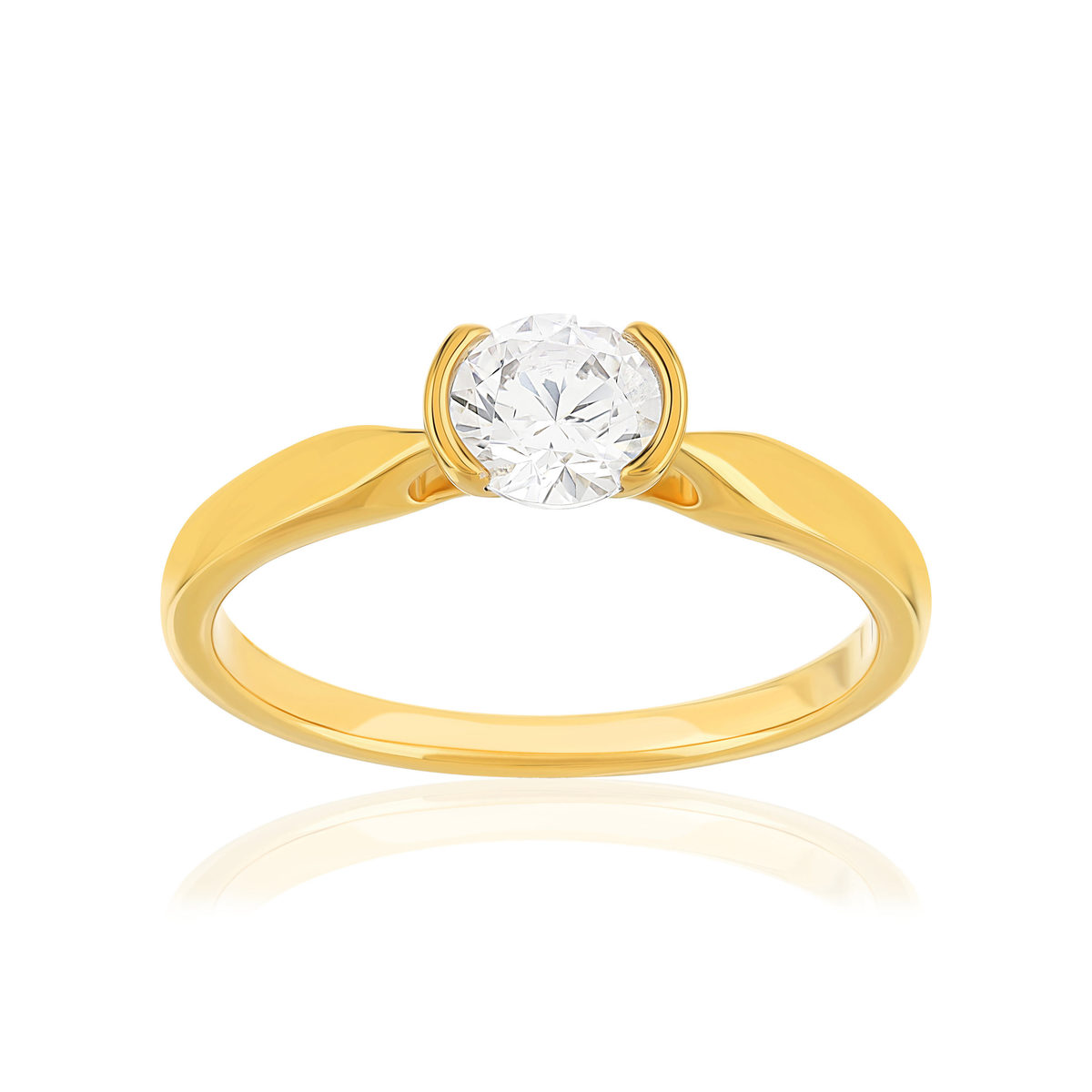 Solitaire or 750 jaune diamant HP1 0.5 carat