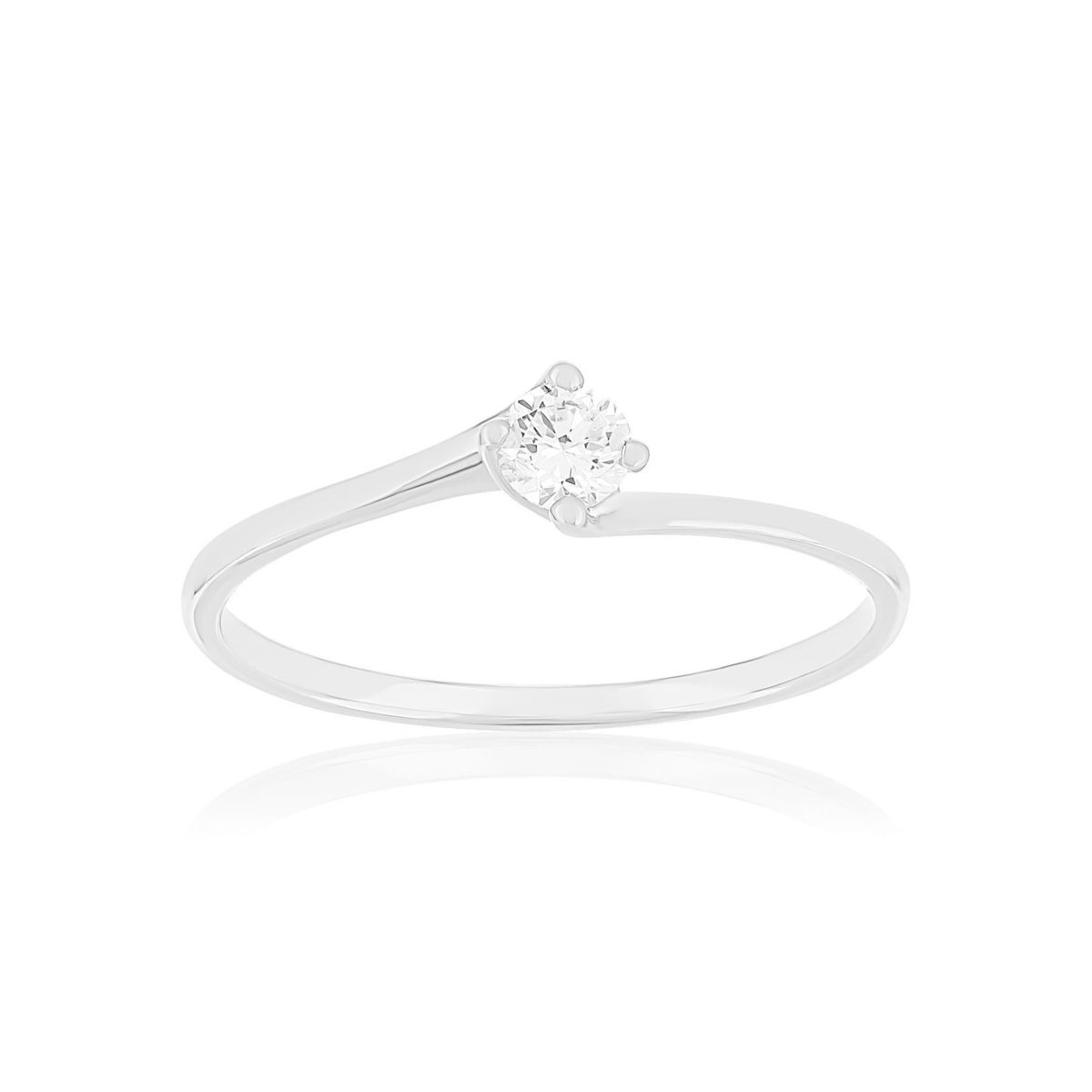 Solitaire or 750 blanc diamant HSI 0.15 carat