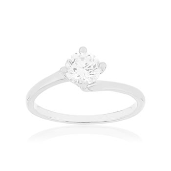 Solitaire or 750 blanc diamant HSI 0.7 carat