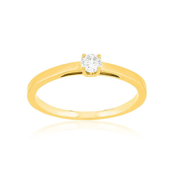 Solitaire or 750 jaune diamant HSI 0.1 carat