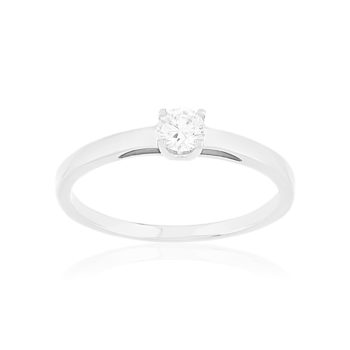 Solitaire or 750 blanc diamant HSI 0.15 carat