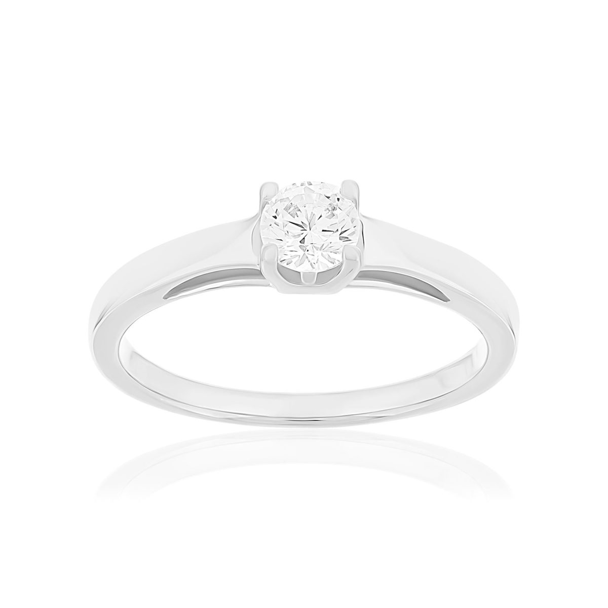 Solitaire or 750 blanc diamant HSI 0.4 carat
