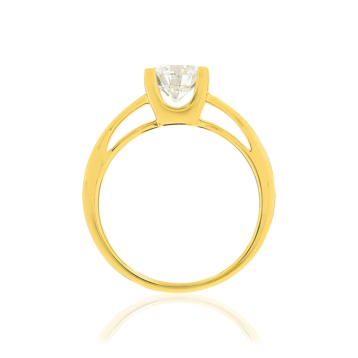 Solitaire or 750 jaune diamant HSI 1 carat - vue 2