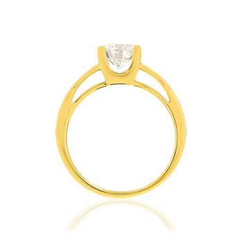 Solitaire or 750 jaune diamant HSI 1 carat