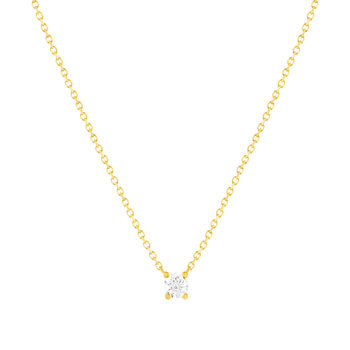 Collier solitaire or 750 jaune diamant HSI 0.2 carat 42cm