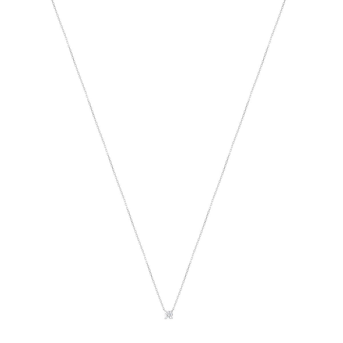 Collier solitaire or 750 blanc diamant HSI 0.25 carat 42cm