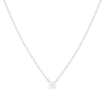 Collier solitaire or 750 blanc diamant HSI 0.3 carat 42cm