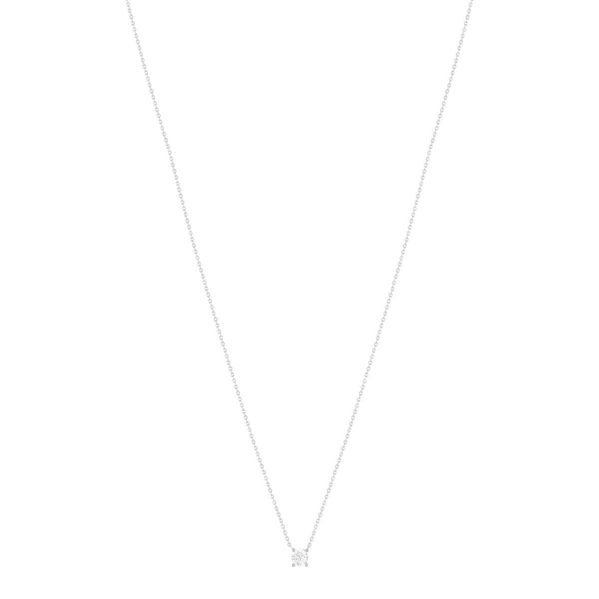 Collier solitaire or 750 blanc diamant HSI 0.4 carat 42cm