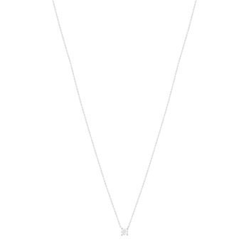 Collier solitaire or 750 blanc diamant HSI 0.4 carat 42cm